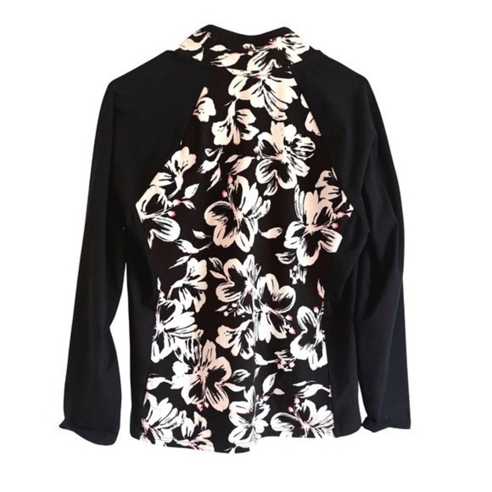 Lauren Ralph‎ Lauren Active Women's Floral Zip Up Rash Guard Swim Top Size L - Picture 3 of 4